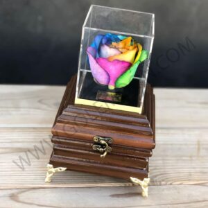 خرید باکس گل رز جاودان رنگارنگ هدیه و جواهر