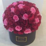 خرید ‎باکس گل گرد یکدست رز ( 50 شاخه )