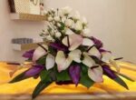 خرید سبد گل رومیزی  ترکیب رز، آنتریوم،رزمینیاتور