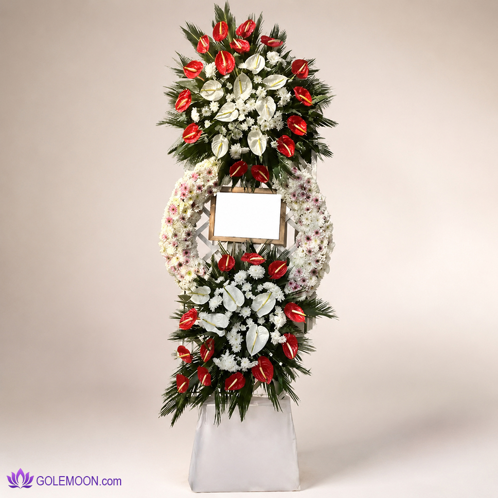 خرید تاج گل دو طبقه باشکوه خرید تاج گل دو طبقه باشکوه