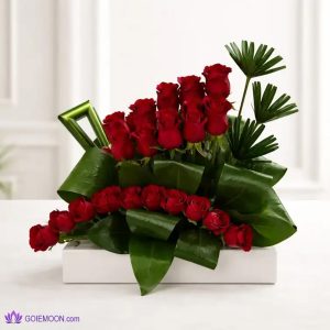 خرید سبد گل رومیزی یکدست رز 25 شاخه