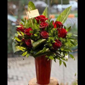 خرید باکس گل رز قرمز فلزی ۱۰ شاخه