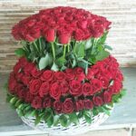 خرید سبد گل رز سرخ دو طبقه 150 شاخه