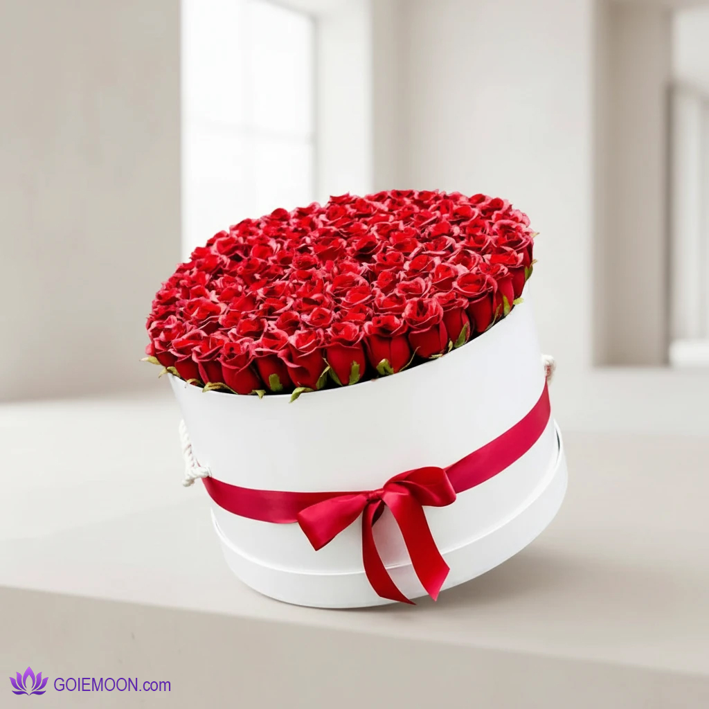 خرید باکس گل رز هلندی صد شاخه خرید باکس گل رز هلندی صد شاخه