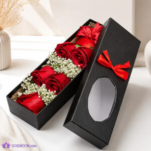 خرید جعبه و دسته گل رز قرمز سرخ