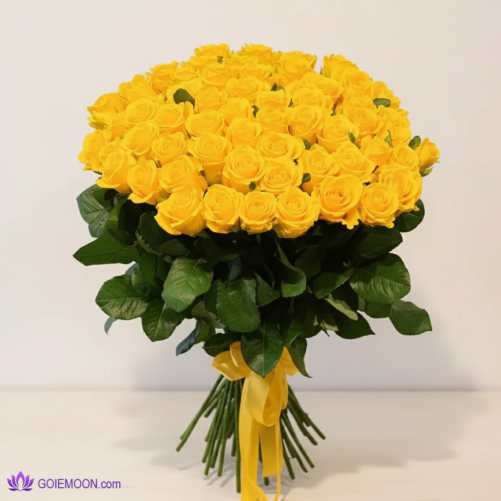 خرید دسته گل رزهای زرد 100 شاخه خرید دسته گل رزهای زرد 100 شاخه