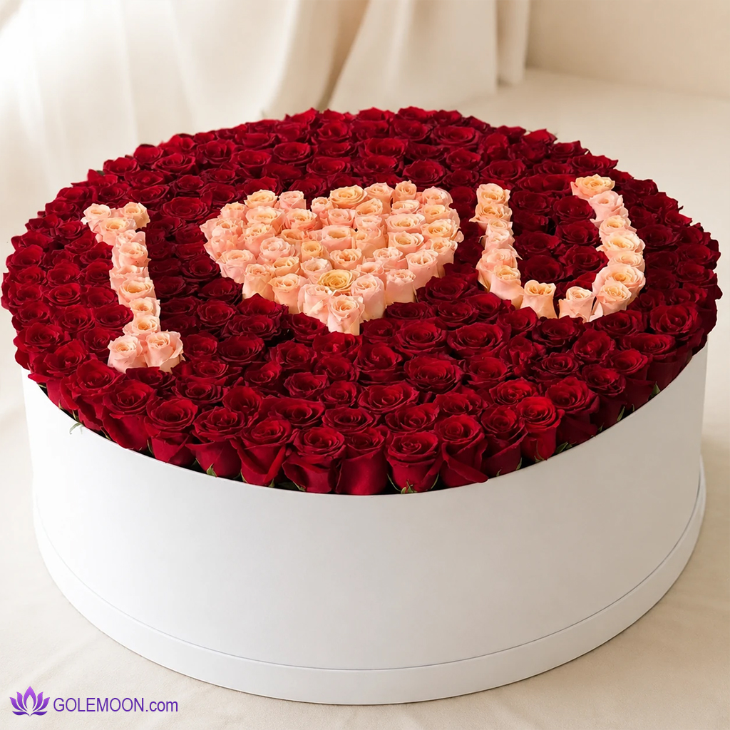 خرید باکس گل I Love You 300 شاخه خرید باکس گل I Love You 300 شاخه