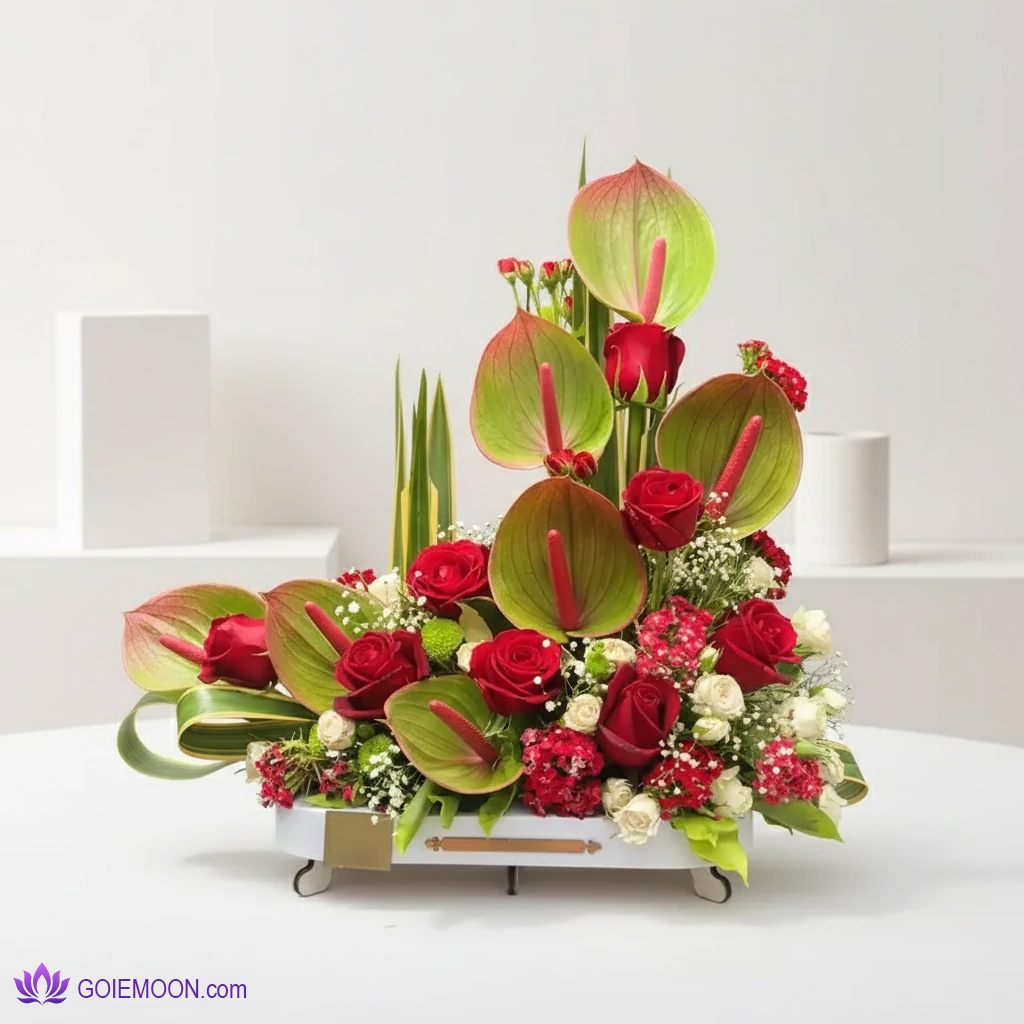 خرید سبد گل آنتوریوم و رز خرید سبد گل آنتوریوم و رز