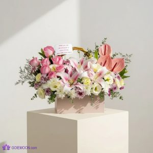 سبد گل لیلیوم و آنتوریوم