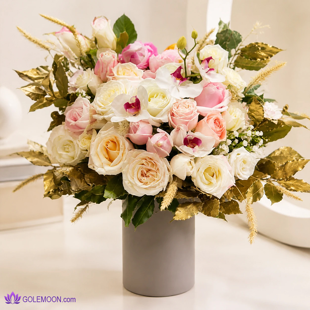 خرید باکس گل شیک یک طرفه 25 شاخه خرید باکس گل شیک یک طرفه 25 شاخه