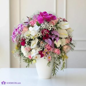 خرید سبد گل آنتریوم و رز لاکچری