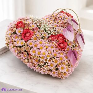 خرید باکس گل طرح قلب