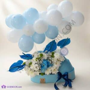 خرید باکس گل آبی نوزاد