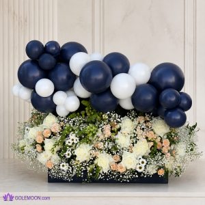 خرید باکس گل تولد تم آبی