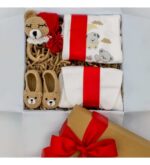 خرید جعبه هدیه ارگانیک اسلیپی خرس عروسکی دست ساز نوزاد پسر (ترکیه)