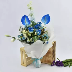 دسته گل زیبایی گل آبی برای پدر