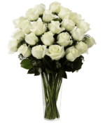 خرید دو دوجین گل رز سفید ساقه بلند (کانادا)