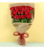 خرید رفیق روح من - دسته گل 25 گل رز قرمز - چیدمان ویژه جوت (ترکیه)