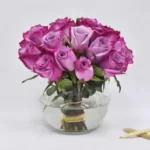 خرید گل رز بنفش در کاسه شیشه ای (امارات)