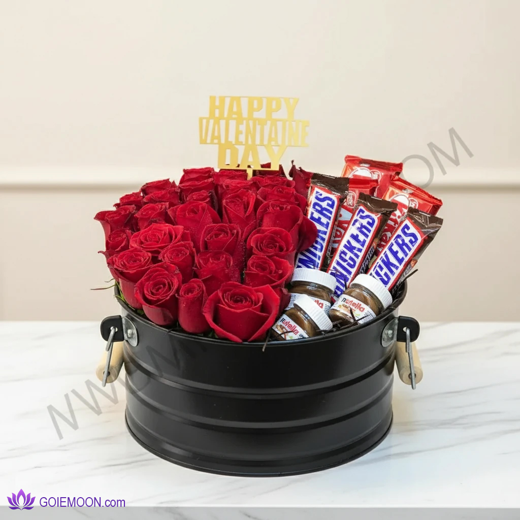 خرید باکس گل 30 شاخه + شکلات خرید باکس گل 30 شاخه + شکلات