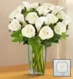 خرید دسته گل رز سفید و کالا لیلی برای همدردی (آمریکا)