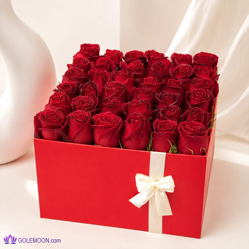 خرید باکس گل 36 شاخه لوکس خرید باکس گل 36 شاخه لوکس