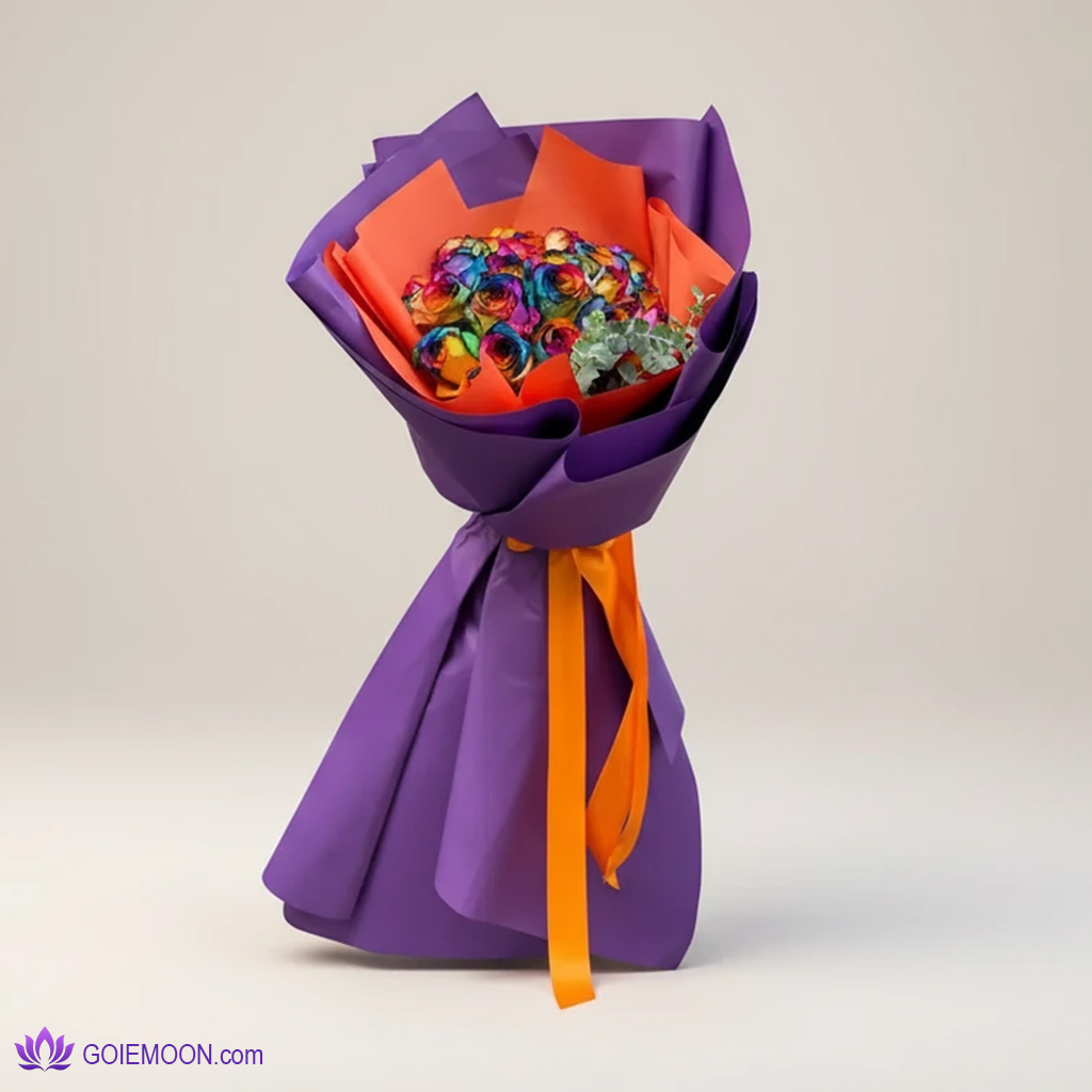 خرید دسته گل رز هفت رنگ خرید دسته گل رز هفت رنگ
