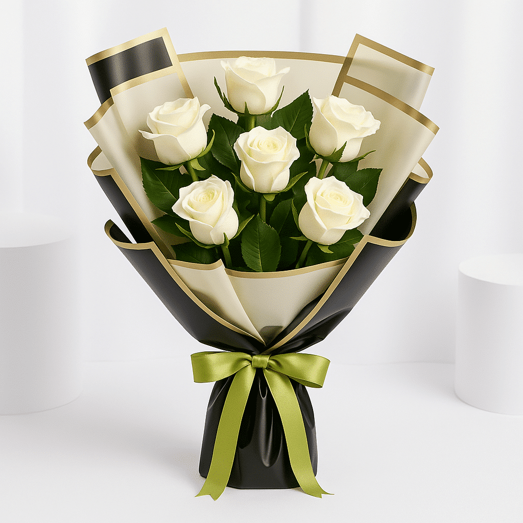 دسته گل رز سفید کد2 دسته گل رز سفید کد2