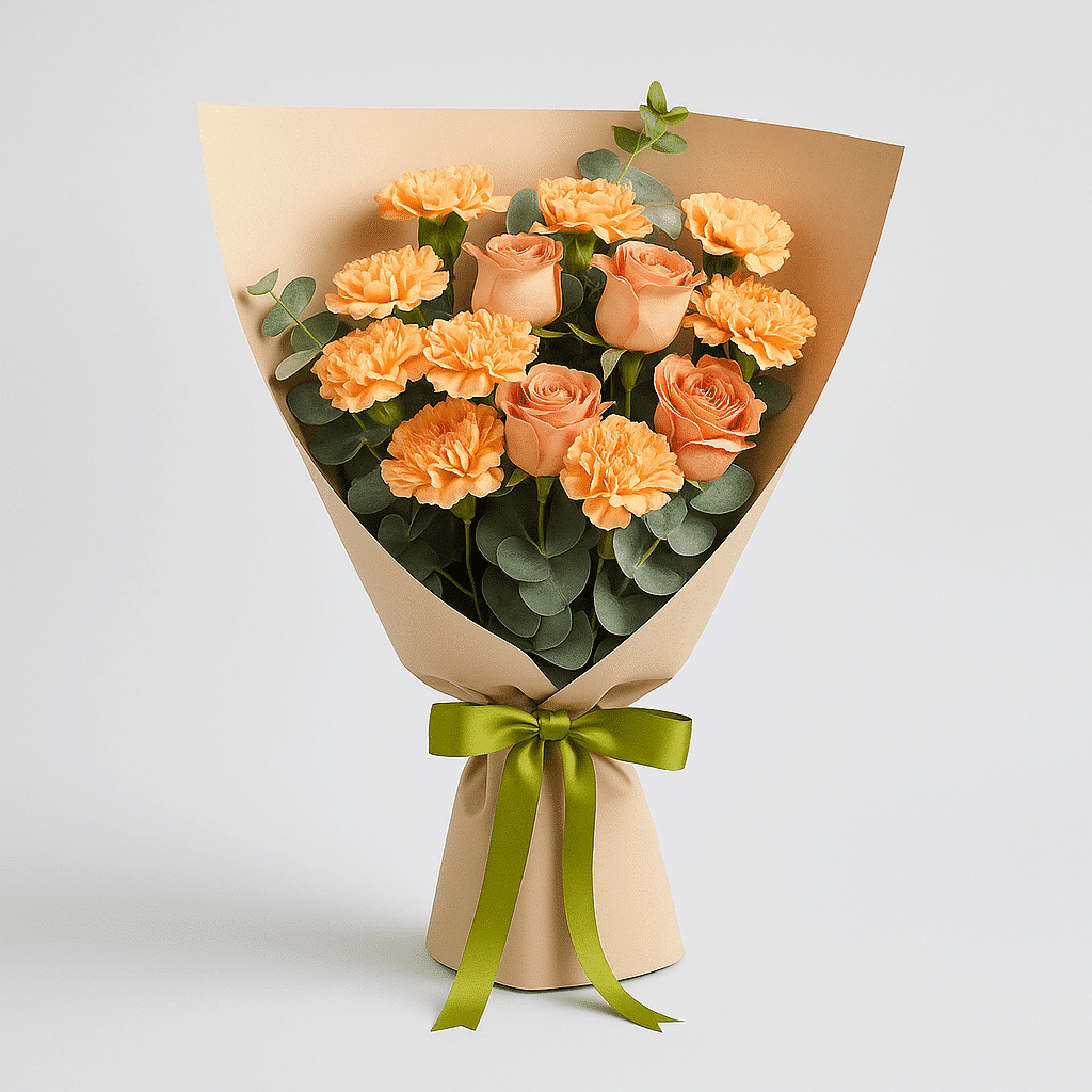 دسته گل رز میخک و کاپوچینو کد16 دسته گل رز میخک و کاپوچینو کد16