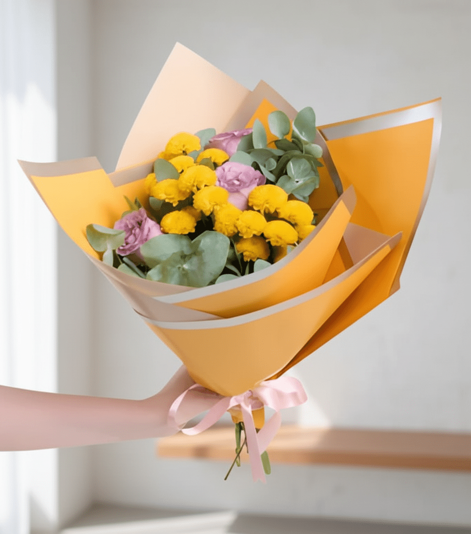 گل رز یاسی و گل داوودی زرد کد29 گل رز یاسی و گل داوودی زرد کد29