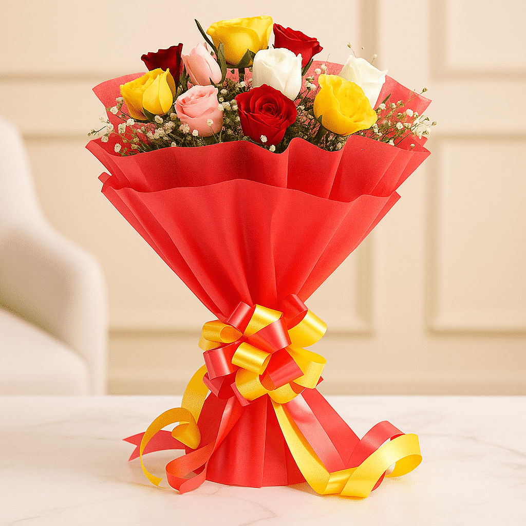 دسته گل رز رمانتیک ترکیبی کد59 دسته گل رز رمانتیک ترکیبی کد59