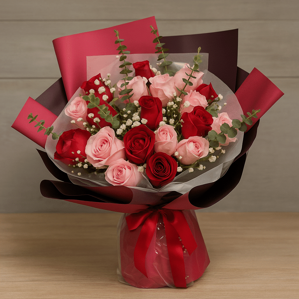 دسته گل رز روشن و پر جنب و جوش کد52 دسته گل رز روشن و پر جنب و جوش کد52