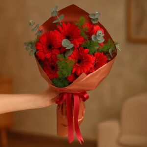 دسته گل ژربرا قرمز کد136