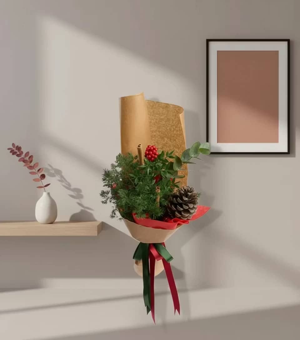 کوکینا و میرکلادوس در یک دسته گل کرافت با روبان کد66 کوکینا و میرکلادوس در یک دسته گل کرافت با روبان کد66